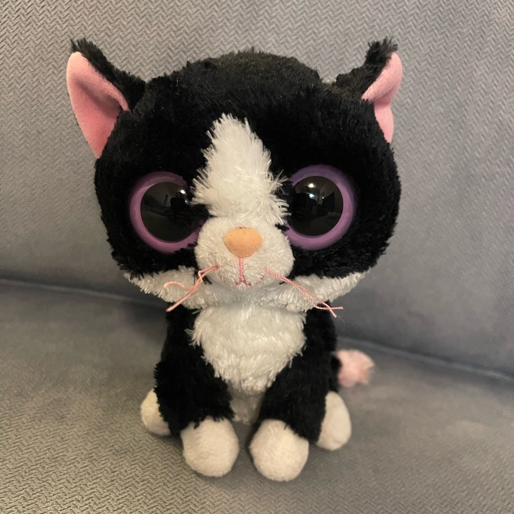 RARE and RETIRED 2013 TY Beanie Boos 6" Black Cat Pepper Purple Tag